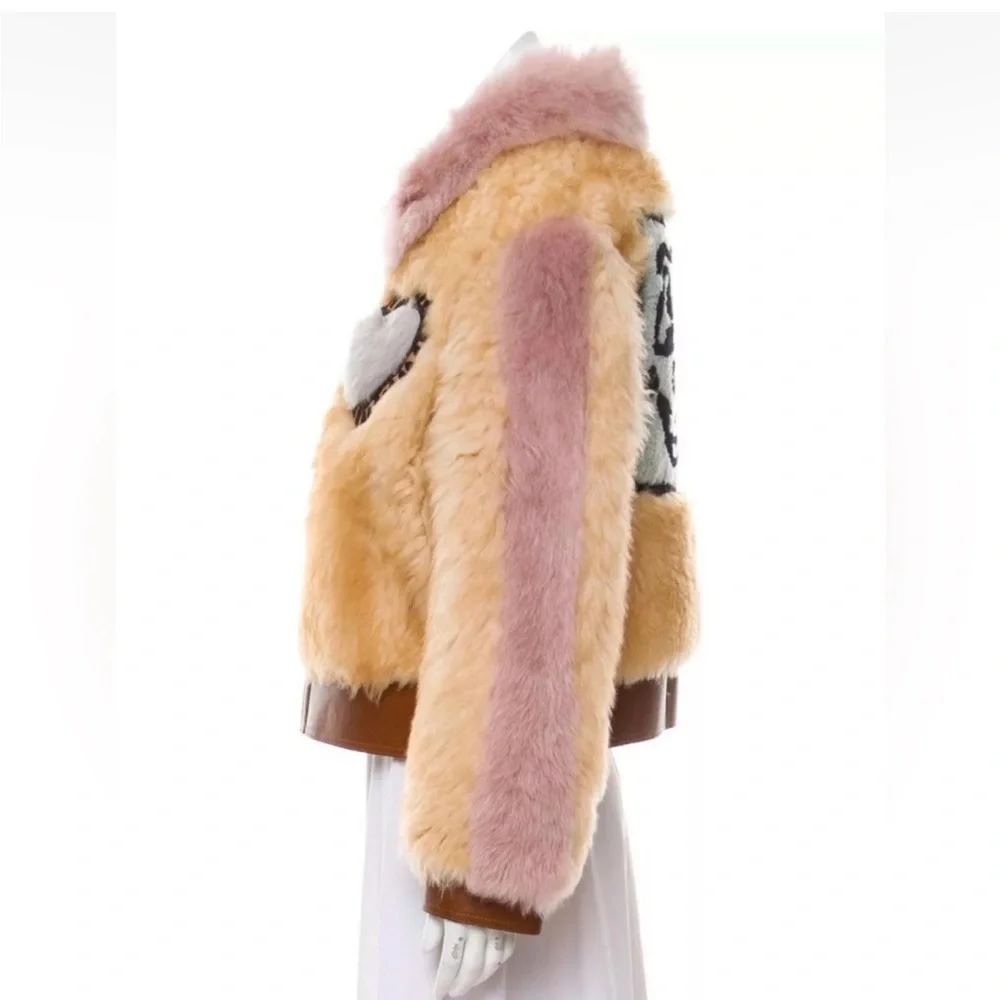 Coach X Keith Haring Shearling Coat Jacket Size 10 Lamb Leather Bomber